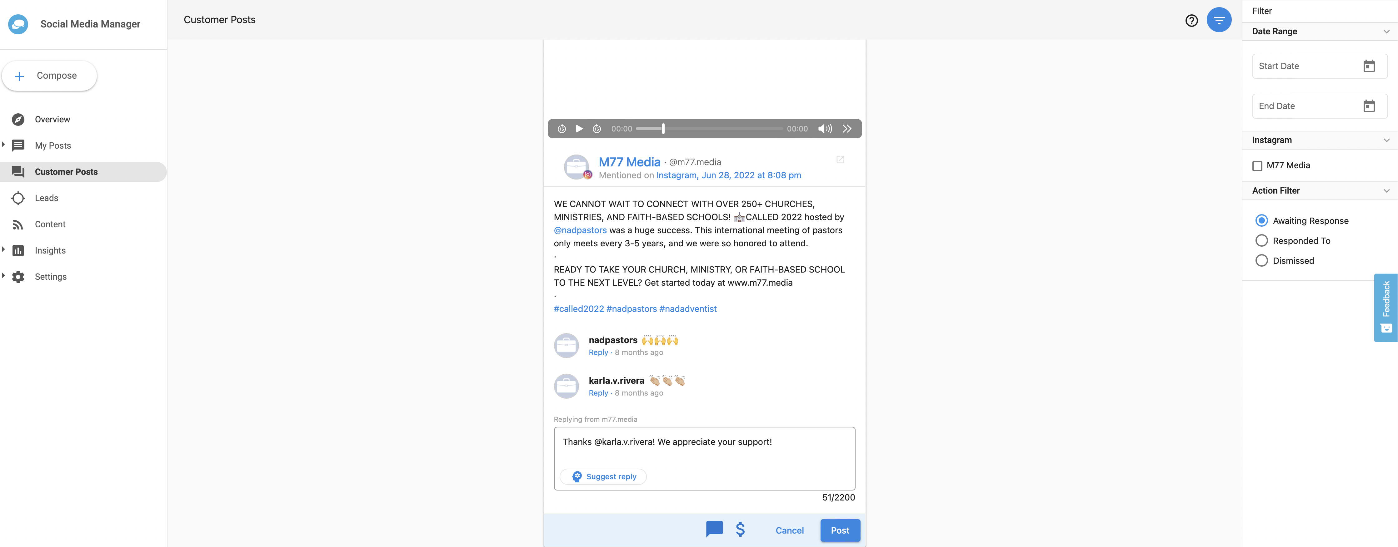 AI Customer Response - Social Media Manager